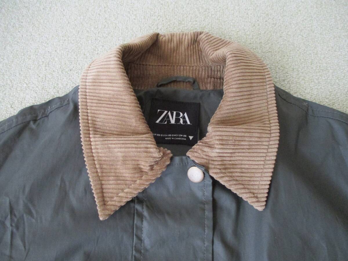 美品 ZARA ノンオイル オーバーサイズ ビンテージ加工 ハンティングジャケット ワークジャケット コート サイズ感 40 L カーキ セージ