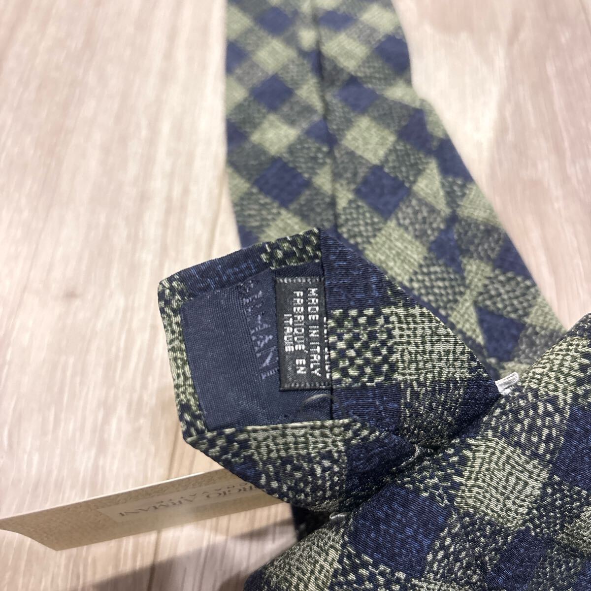 90s 新品　Giorgio Armani ネクタイ チェック柄 アルマーニ　大検幅10cm デッドストック　ジョルジオアルマーニ