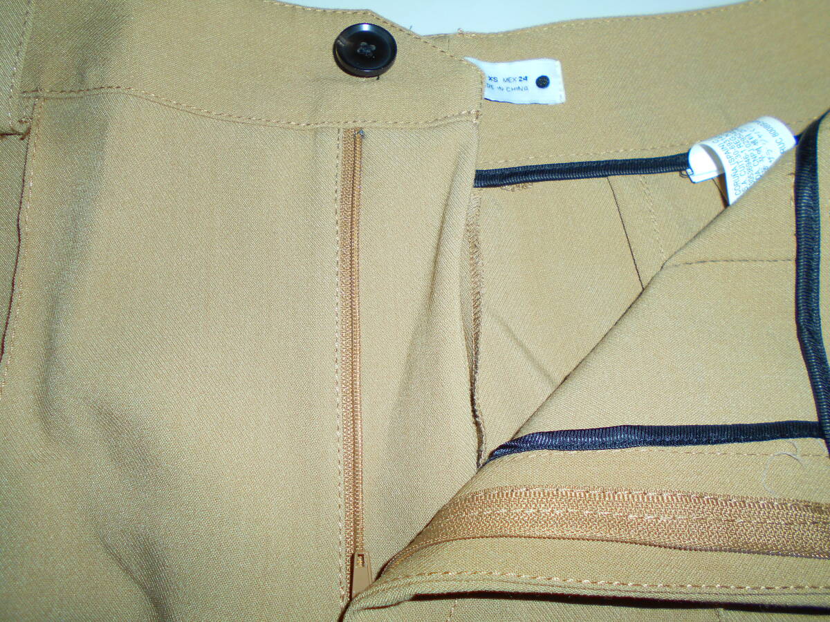 b932◆ZARA スラックスパンツ◆ザラ XSサイズ ｗ実寸約70 cmベージュ ポリレーヨン ストレッチ性有 スリムフィット 2761/048/704 7C _画像6