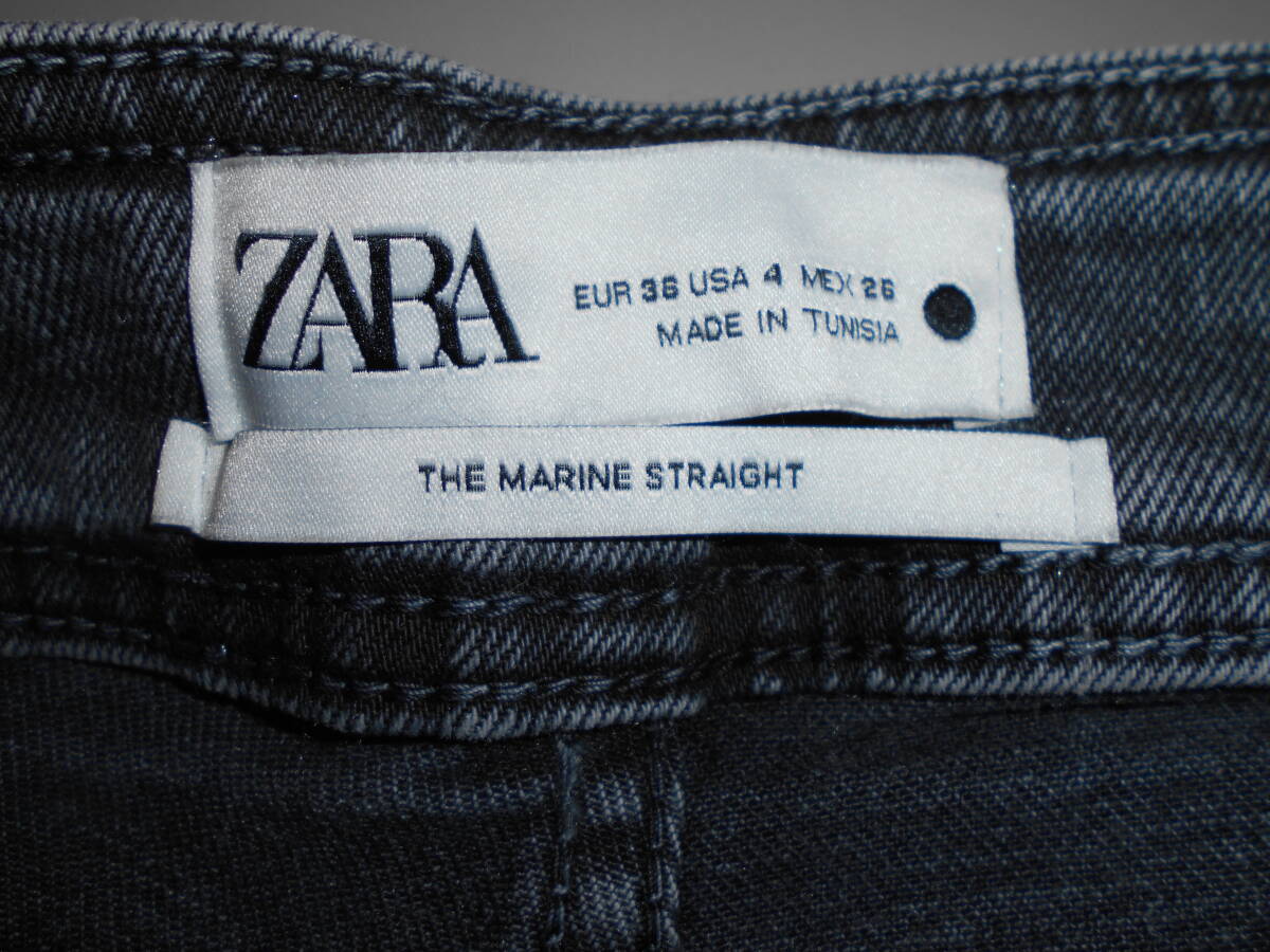 b750◆ZARA ZW マリン ストレート ハイウエストジーンズ◆ザラ 8246/260/807 eu36us4mex26 w実寸66cｍ レディース ダークグレー 7C _画像6