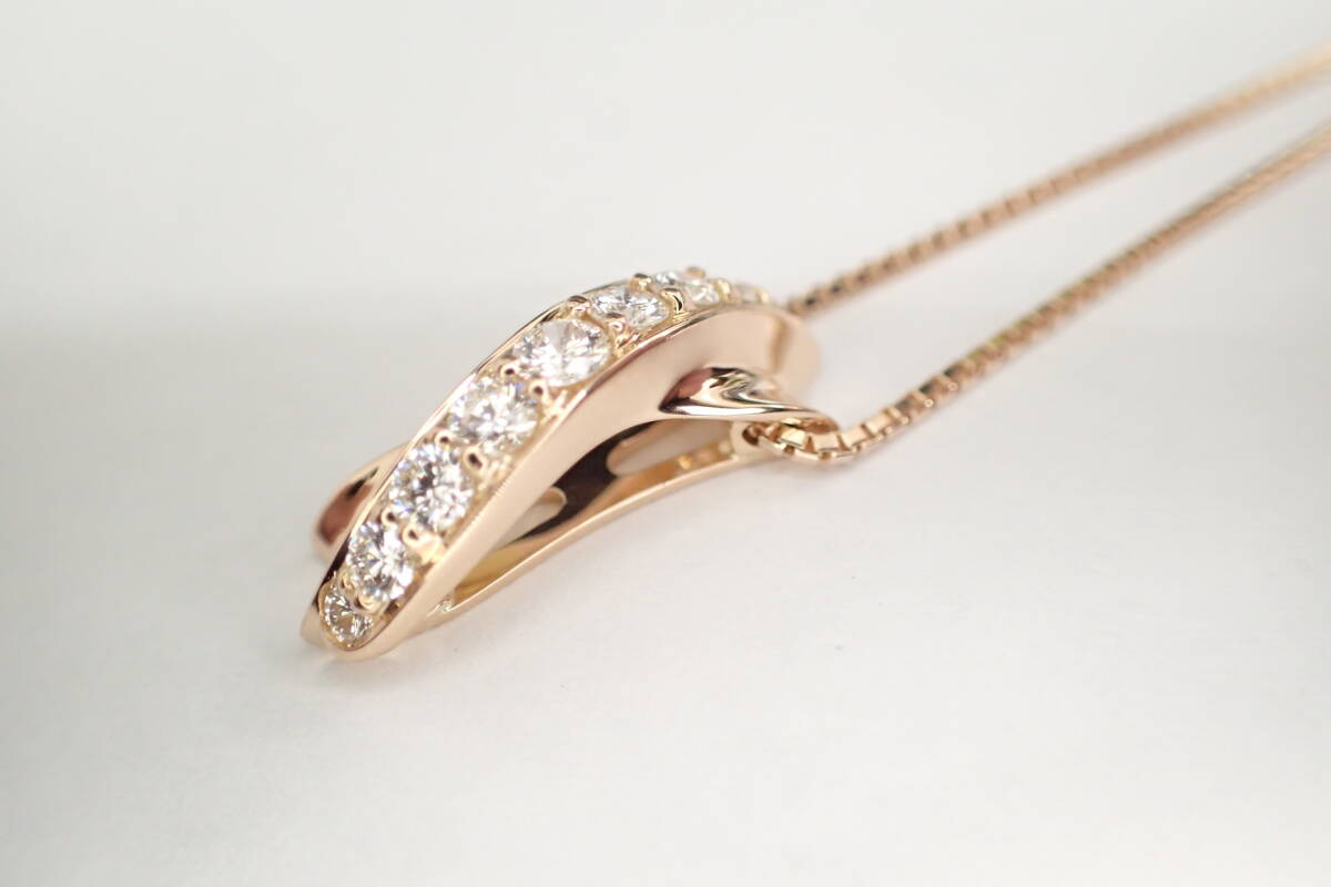 17/美品 モニッケンダム K18PG ダイヤ計0.53ct ネックレス_画像4
