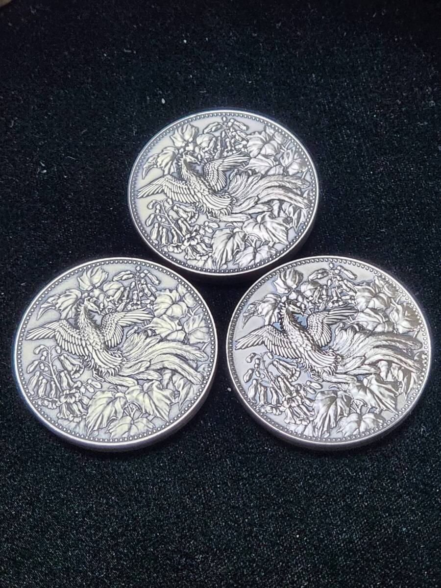 純銀 3枚セット 500円白銅貨幣発行記念メダル 1982 計約380g 純銀 3枚セット 500円白銅貨幣発行記念メダル 1982 計約380g