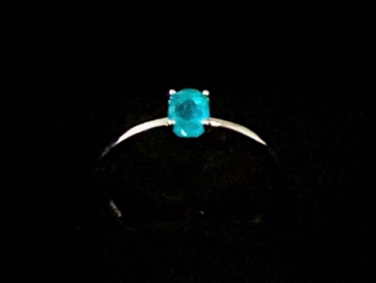 【パライバトルマリン】リング11号　ブルーグリーンシルバーカラー　レディース指輪 アクセサリー