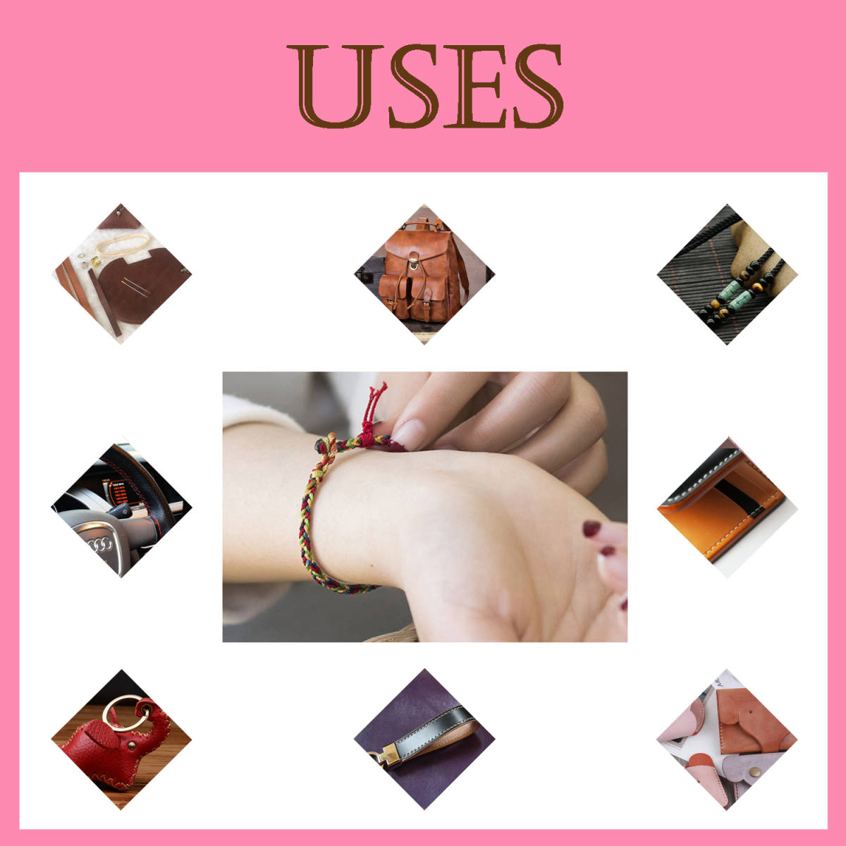 ワックスコード☆蝋引き紐～0.8mm　平糸　30m　送料無料！【白】単品_画像4