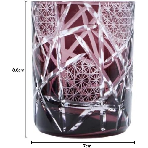 新品 切子 パープル ギフト 菊矢来 切子グラス ロックグラス 切り子 グラス 73