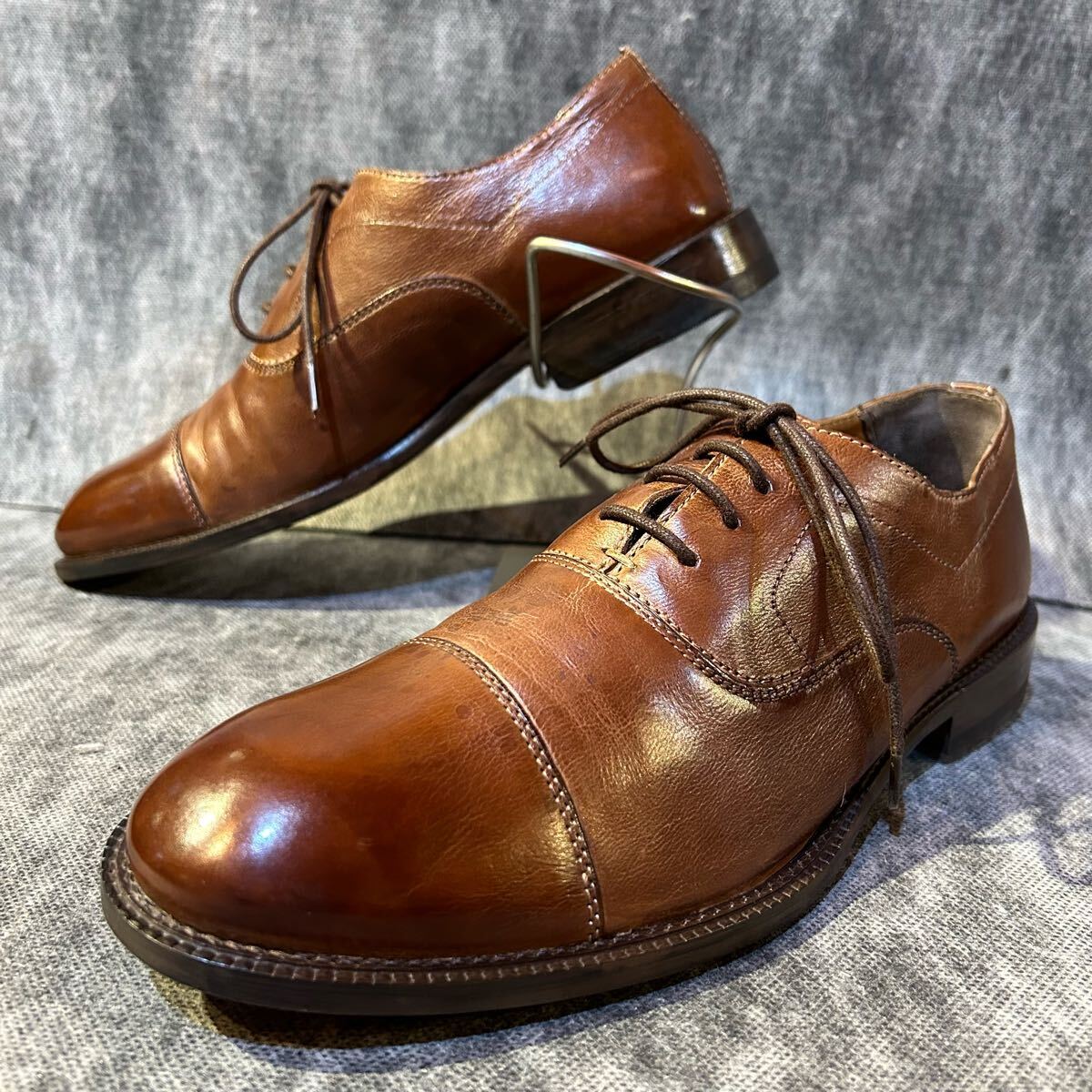 【新品同様】JOHNSTON&MURPHY ジョンストンアンドマーフィー　ストレートチップ ビジネスシューズ　 革靴　レザー　9M 27cm程 ブラウン