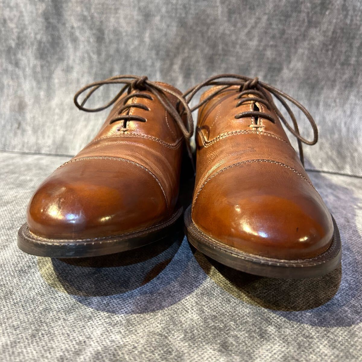 【新品同様】JOHNSTON&MURPHY ジョンストンアンドマーフィー　ストレートチップ ビジネスシューズ　 革靴　レザー　9M 27cm程 ブラウン
