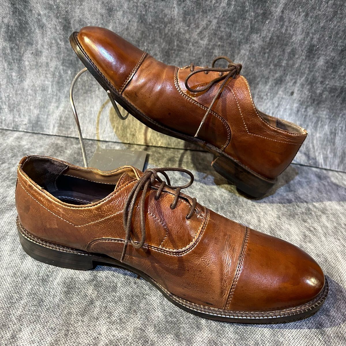 【新品同様】JOHNSTON&MURPHY ジョンストンアンドマーフィー　ストレートチップ ビジネスシューズ　 革靴　レザー　9M 27cm程 ブラウン