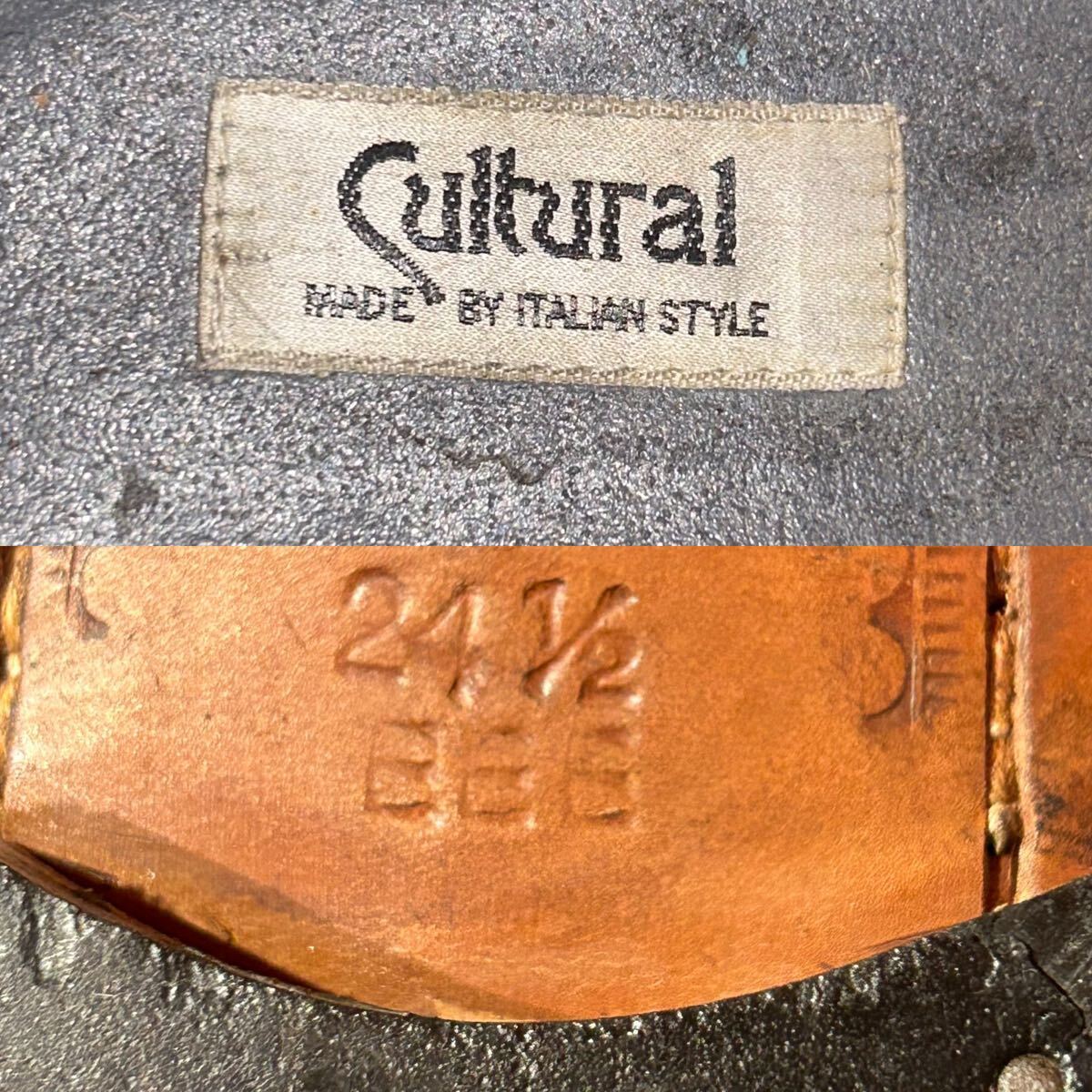 cultural カルチュアル　ヴァンプローファー ヴィンテージ　ローファー　革靴　レザーシューズ　241/2EEE 24.5-25cm程 幅広　 ブラック