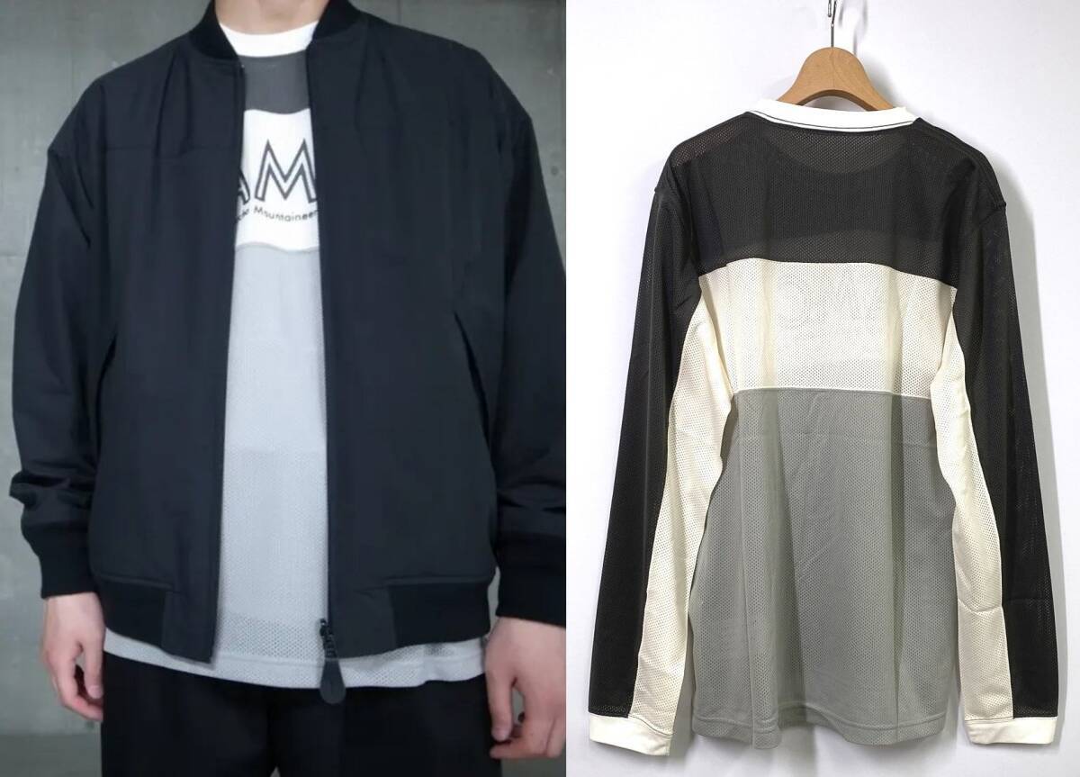 【新品同様】MOUNTAIN RESEARCH マウンテンリサーチ Racer Shirt 長袖 メッシュ カットソー L グレー Tシャツ ロンT AMC BA3214