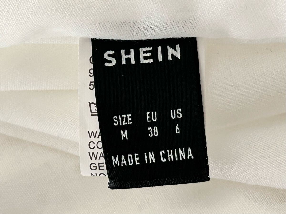 ★1回着美品★SHEIN★フリル袖フラワーレース刺繍 ブラウス シャツ★M★白★ 半袖_画像4