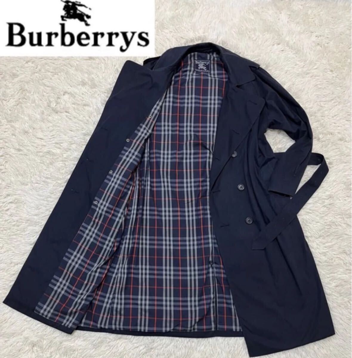 大きいサイズBURBERRY LONDON ネイビーピーコートメガチェック46 Yahoo!オークション - 大きいサイズ 超ロング丈 バーバリー 英国