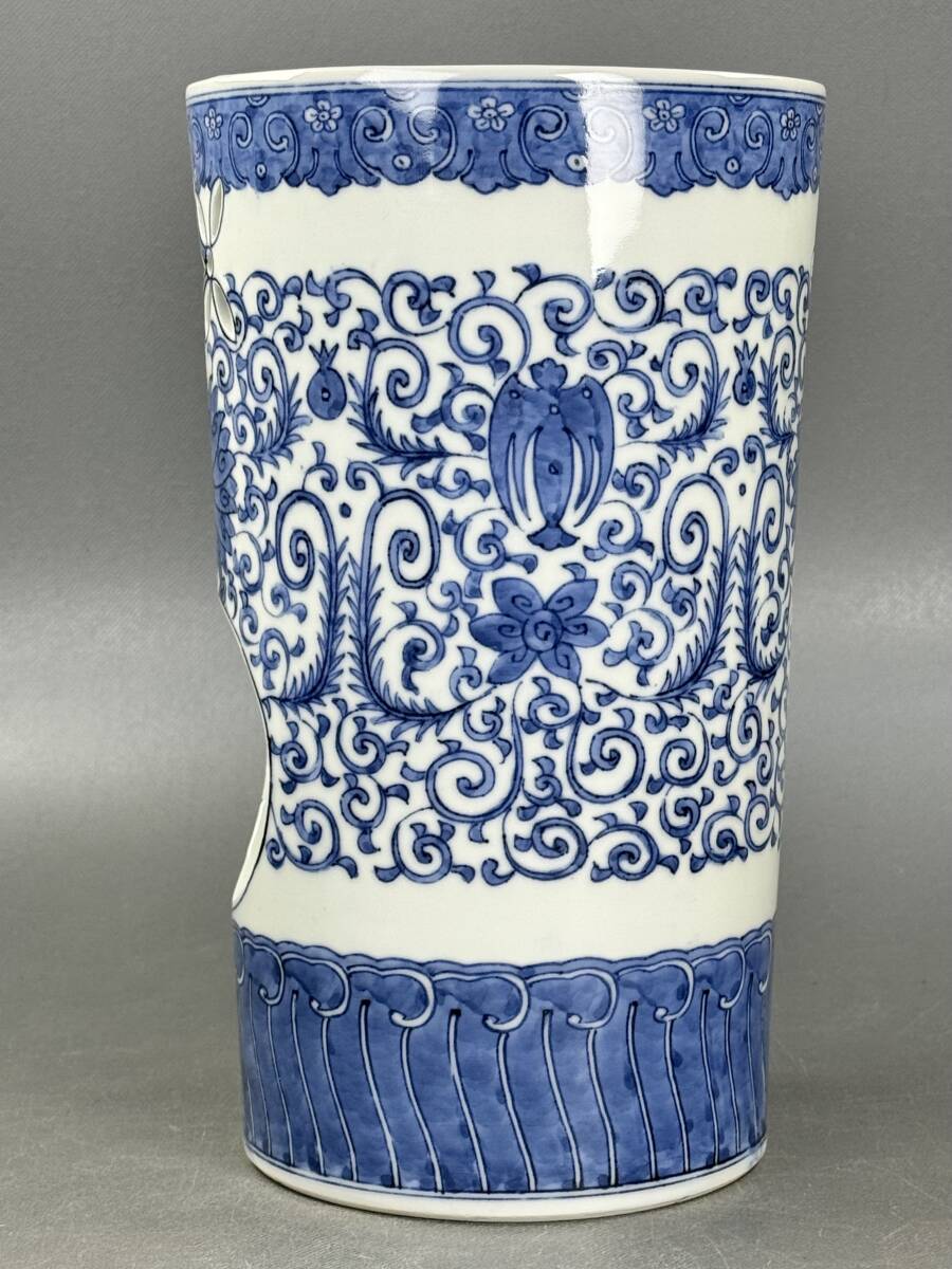 茶道具 涼炉 春峰作 偲】京焼 平安春峰 青白磁 染付 涼炉 涼爐 煎茶道具 共箱 在銘