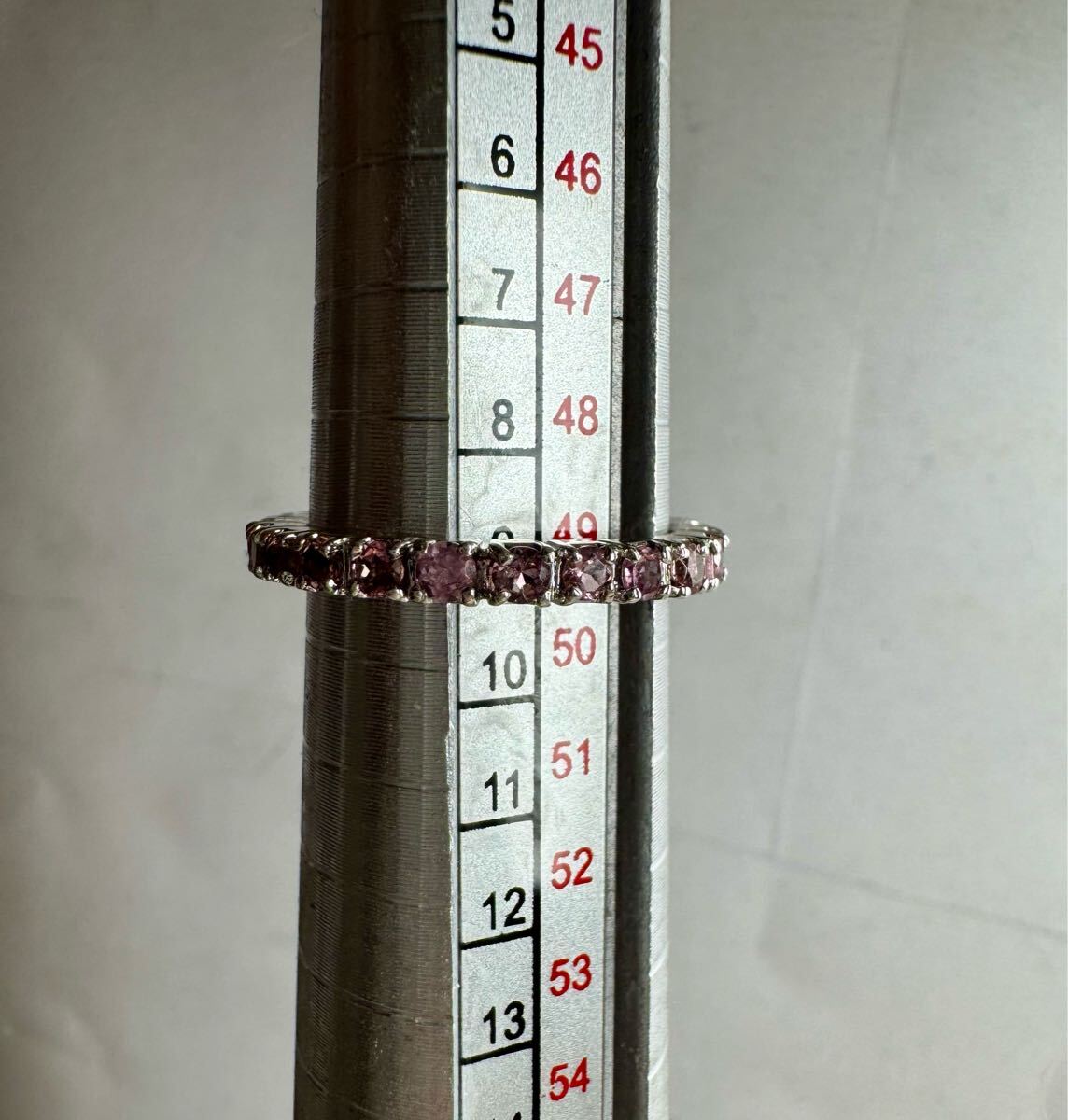 淡い桜色K18WG 天然ピンクトルマリン フルエタニティリング 9号 淡い桜色K18WG 天然ピンクトルマリン フルエタニティリング 9号