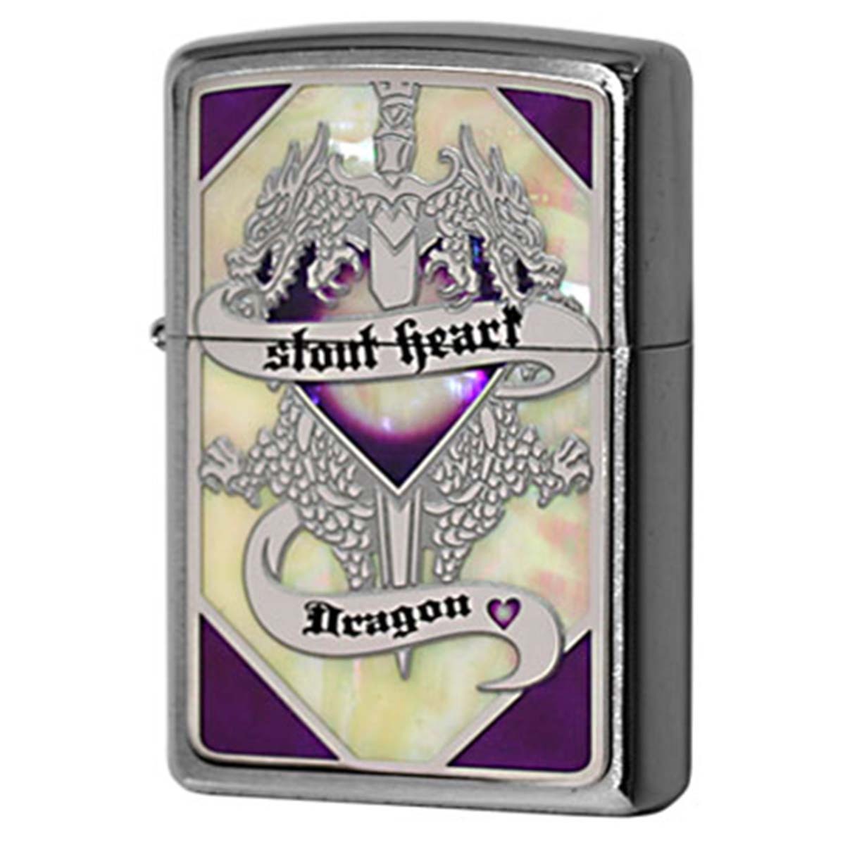 Zippo ジッポライター 龍 ドラゴン シェル 貝 インレイ 象嵌 剣 パープル Shell Dragon SHD-PR メール便可 その他