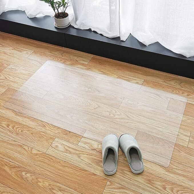 キッチンマット 透明 120×60cm クリアマット 1.5mm厚 拭ける PVCマット 床暖房対応 お手入れ簡単 台所マット ソフト