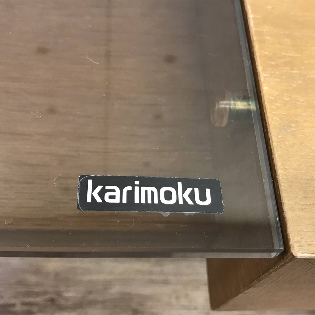 最終価格【直接引取り可】karimoku カリモク センターテーブル ガラストップ W1050×D500×H350 木制ローテーブル I0228-1　　