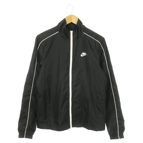 ナイキ NIKE CE ベーシック ウーブン トラックジャケット ジップアップ ナイロン ライン ロゴ スポーツ M 黒 ブラック ■GY18