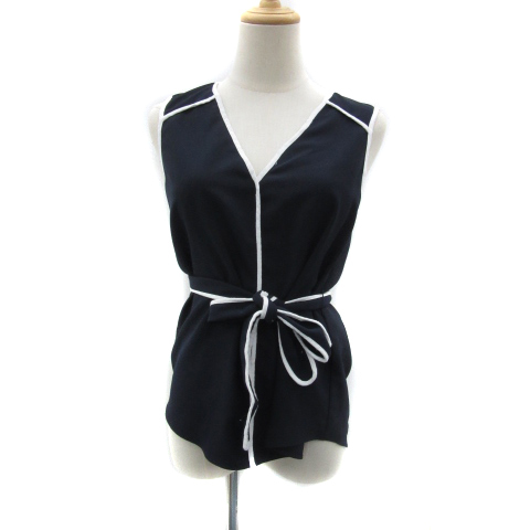  Zara Basic ZARA BASIC cut and sewn безрукавка V шея bai цвет лента ремень имеется S темно-синий темно-синий белый белый женский 