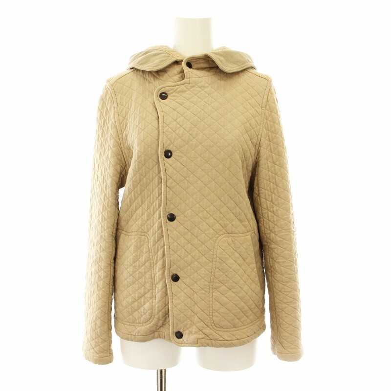 アーメン ARMEN COTTON QUILT ASYMMETRIC FRONT HOODED JACKET キルティングジャケット フード ベージュ_画像1