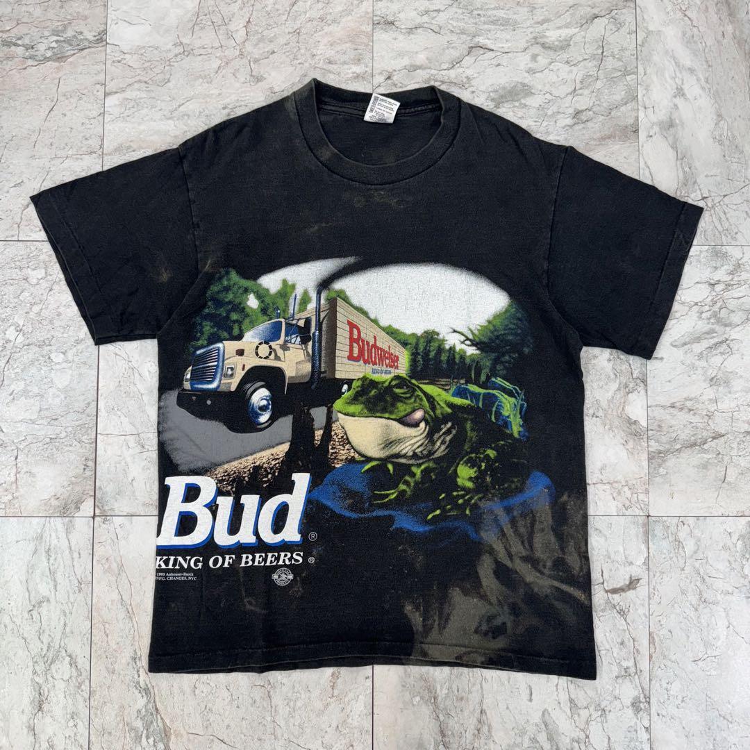 90s バドワイザー Budweiser Tシャツ L カエル 黒 ヴィンテージ