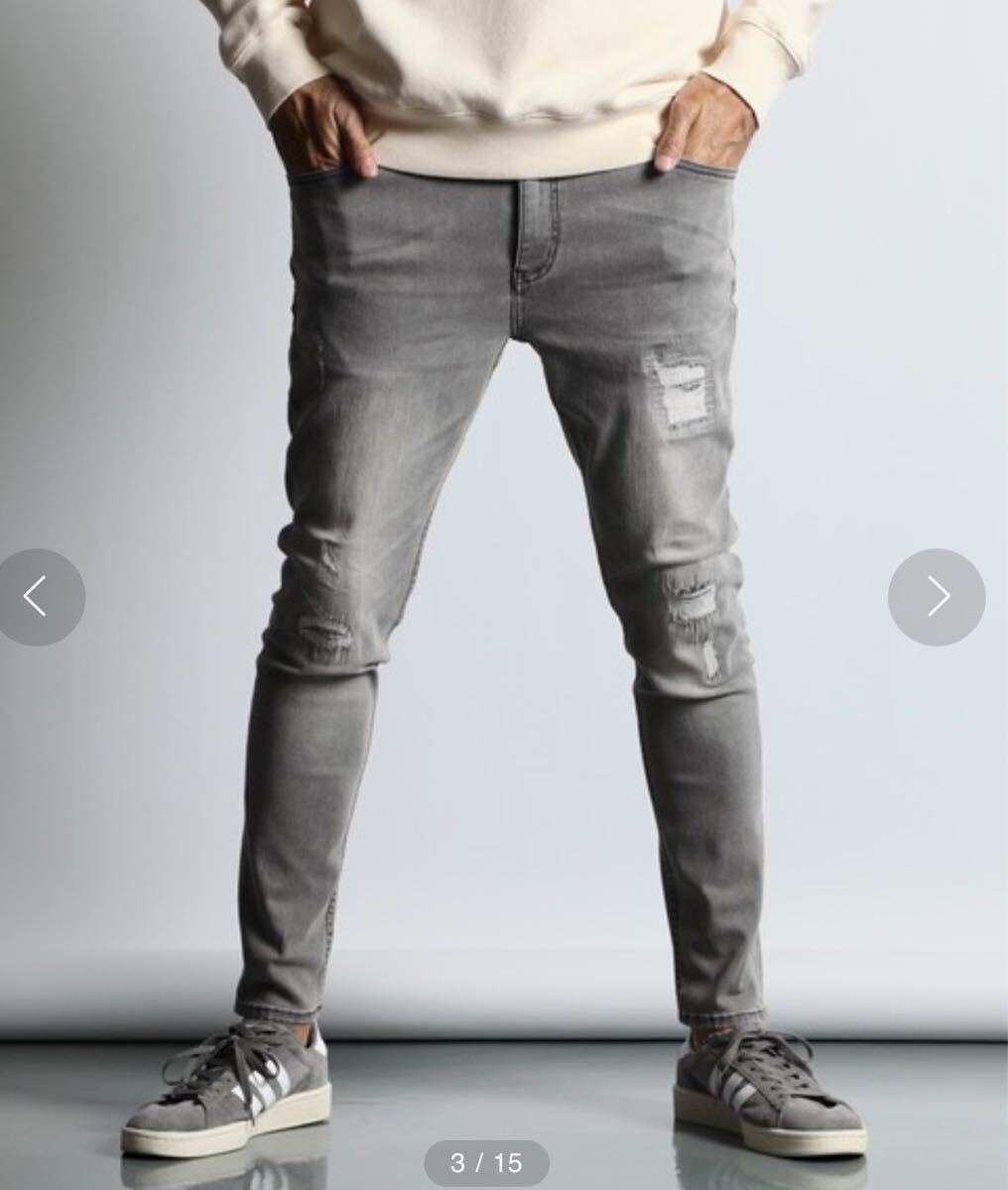 ★ The DUFFER of ST.GEORGE 「GUM STRETCH」REPAIR DENIM:超伸縮「ガムストレッチ」ダメージ加工 スキニーデニム XL