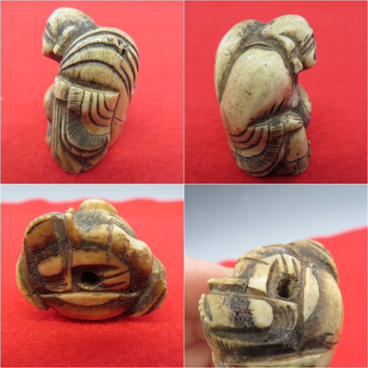 超希少☆時代物】鹿角 骨 根付 布袋尊 布袋様 七福神 鹿 彫刻 超希少☆時代物】鹿角 骨 根付 布袋尊 布袋様 七福神 鹿 彫刻