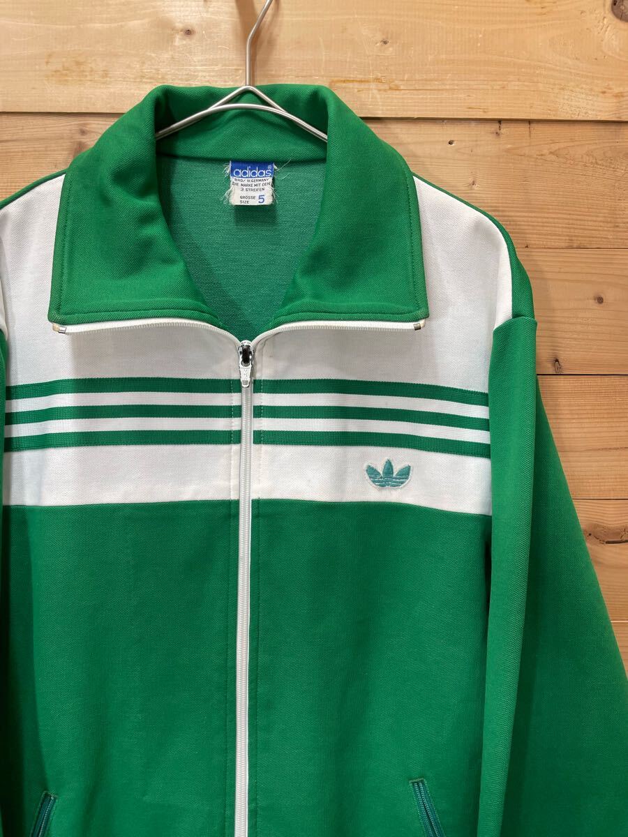 70s adidas トラックジャケット ジャージ 緑×白 ヴィンテージ 70s adidas トラックジャケット ジャージ 緑×白 ヴィンテージ