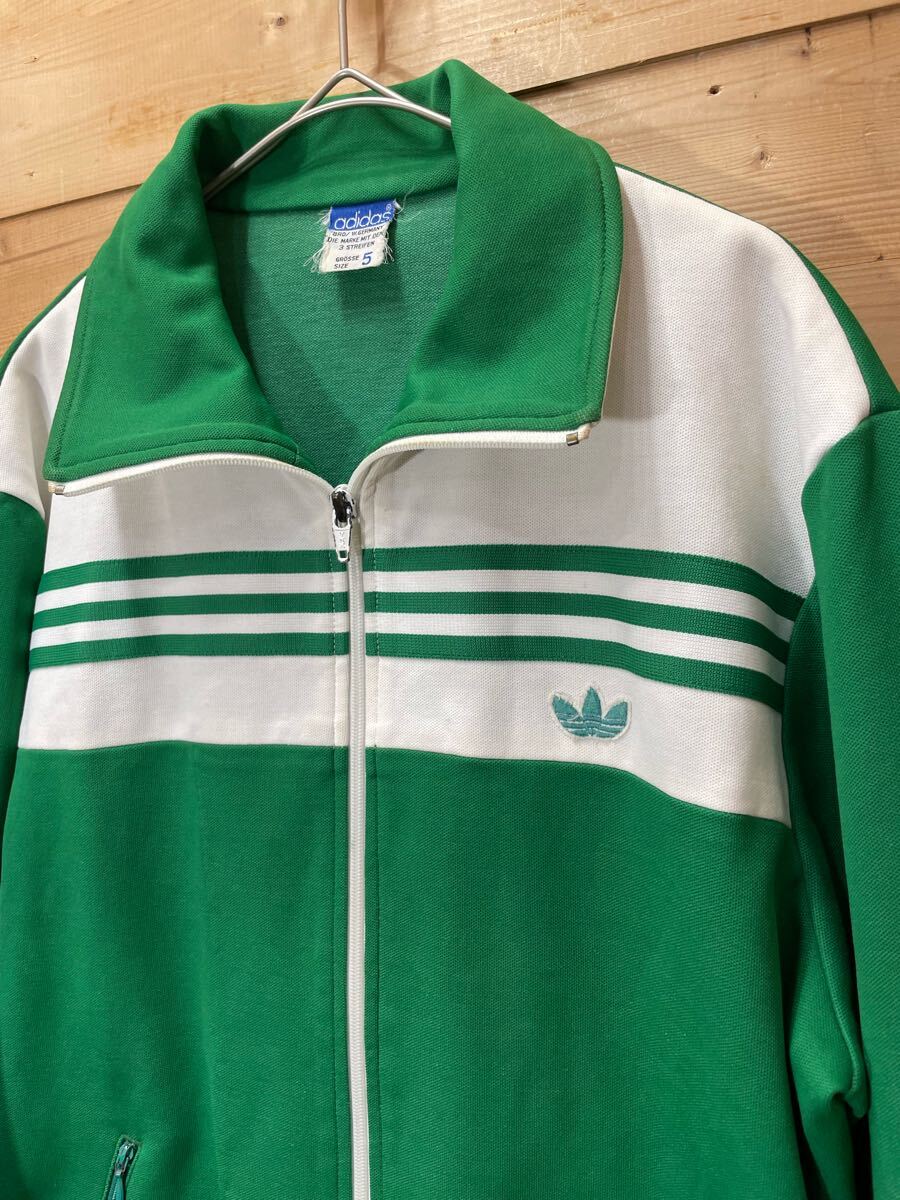 70s adidas トラックジャケット ジャージ 緑×白 ヴィンテージ 70s adidas トラックジャケット ジャージ 緑×白 ヴィンテージ