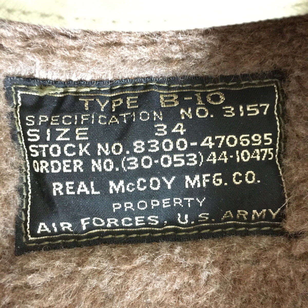 THE REAL McCOY'S ザ?リアルマッコイズ B-10 フライトジャケット 34 XS相當