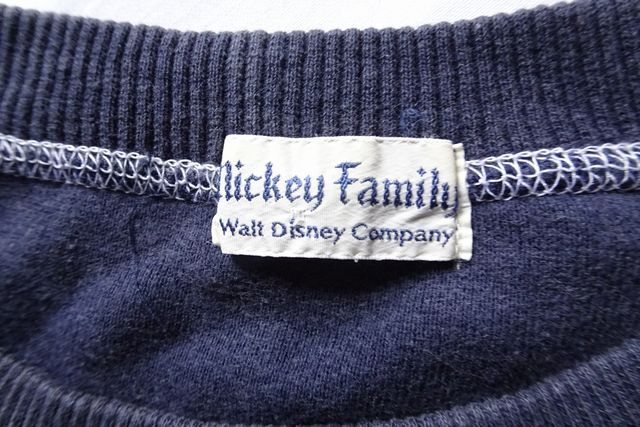 Mickey Family/ディスニー/長(zhǎng)袖トレーナー/スウェット素材/パイル生地表面/ミッキー/キャラクター/フロントプリント/紺/ネイビー(3/3R7)