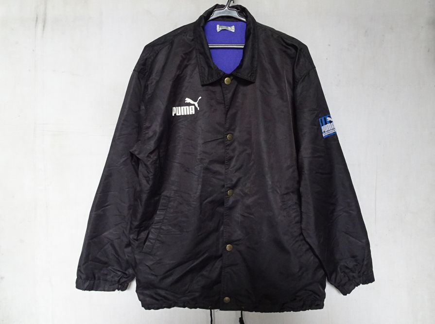 PUMA/プーマ/ジュニア/ジャンパー/アウター/表地ナイロン/里起毛/前スナップボタン/ロゴプリント/黒/ブラック/160サイズ(3/28R7)