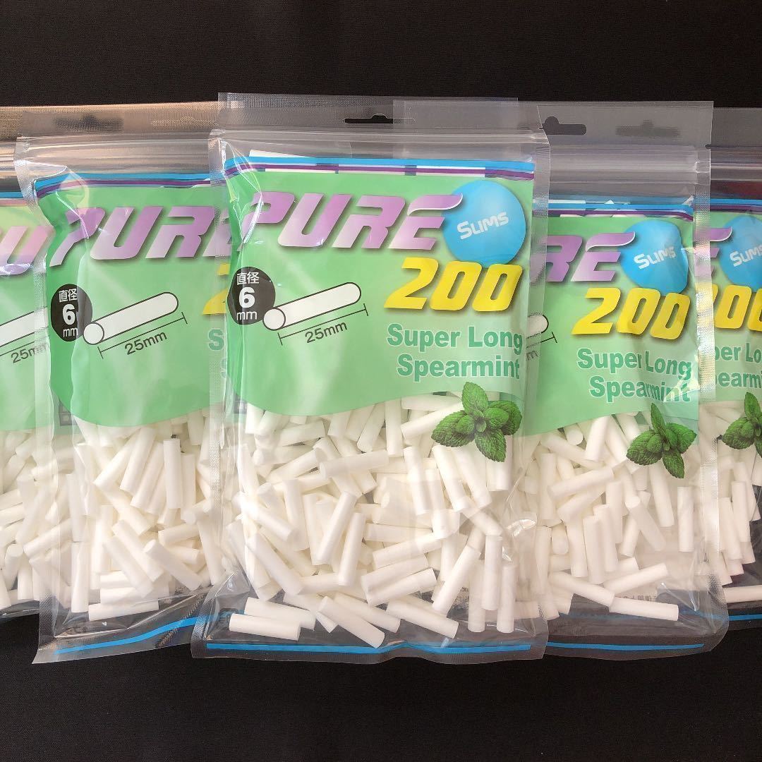 手巻きタバコフィルター　PURE ピュア　スリム　スーパーロングスペアミントフィルター　6パック