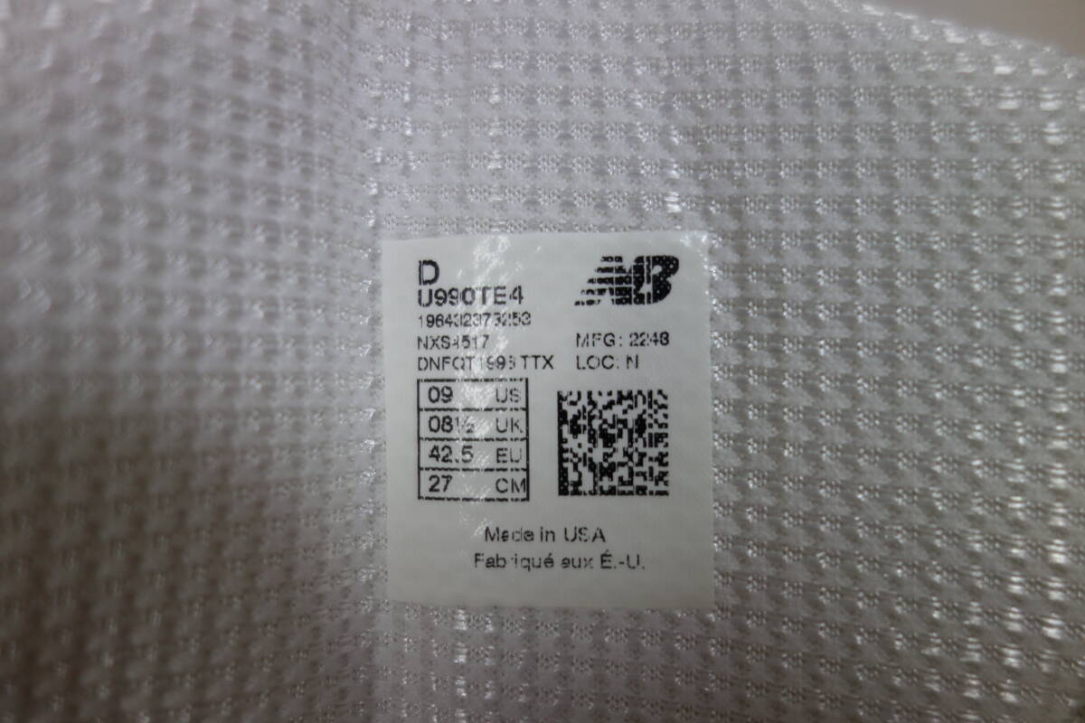  обычная цена 3.7 десять тысяч иен не использовался New Balance U990 TE4 27cm USA белый 576 990 991 992 993 996 997 998 1300 1400 1500 UK NV GR v1 v2 v3 v4 v5 v6 ограничение 