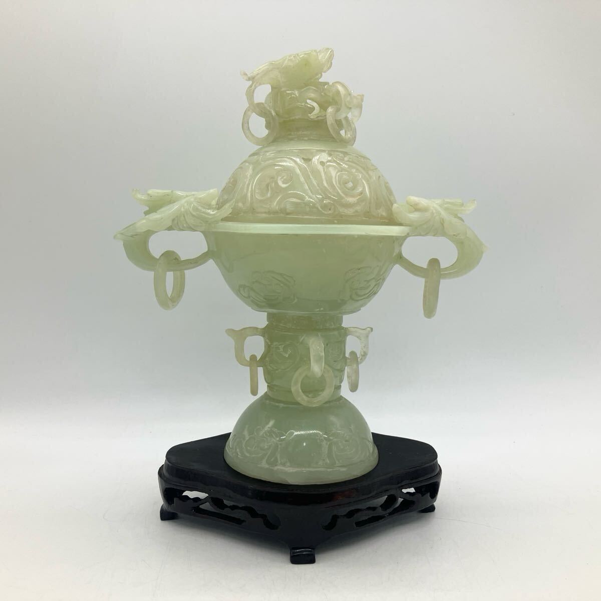 T07056 玉石香炉 :真作(コレクター買取品 中国美術 玉石彫刻 T07056 玉石香炉 :真作(コレクター買取品 中国美術 玉石彫刻