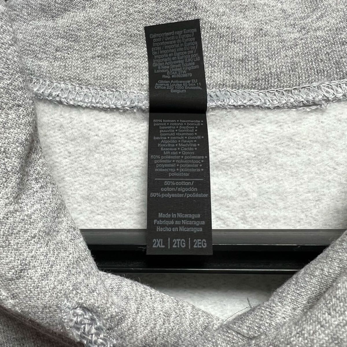 GILDAN スポーツグレー 2XL 灰色 プルオーバー 8.0oz スウェット パーカー カブリパーカー フーディー ギルダン 無地 長袖 裏起毛 フード★_画像3