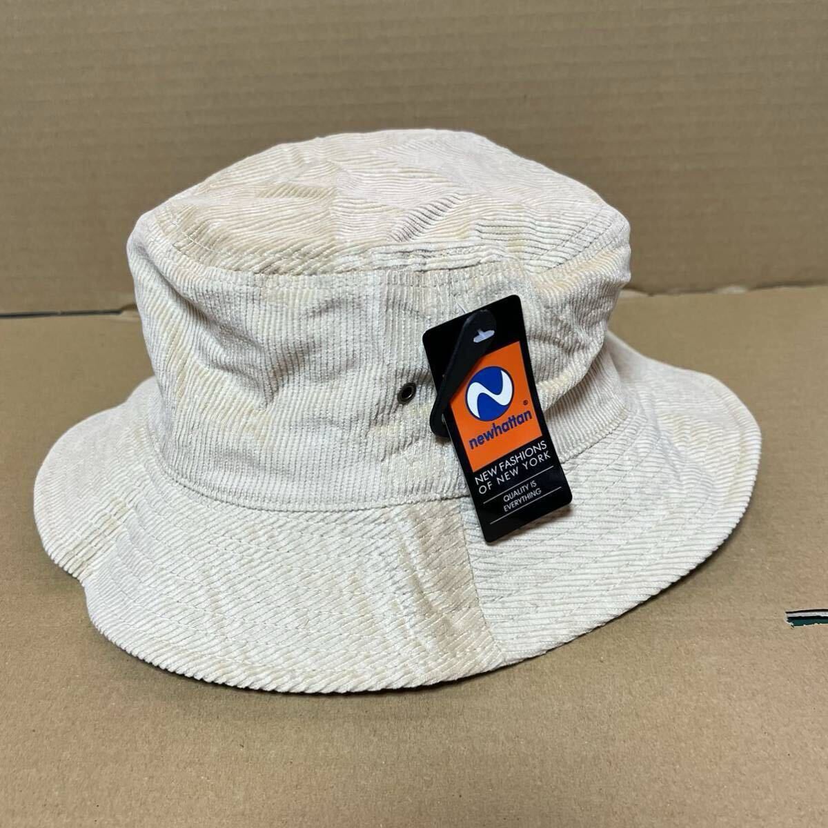NEWHATTAN コーデュロイ ベージュ系サンド ハット L/XLサイズ バケットハット バケハ ニューハッタン 帽子_画像1