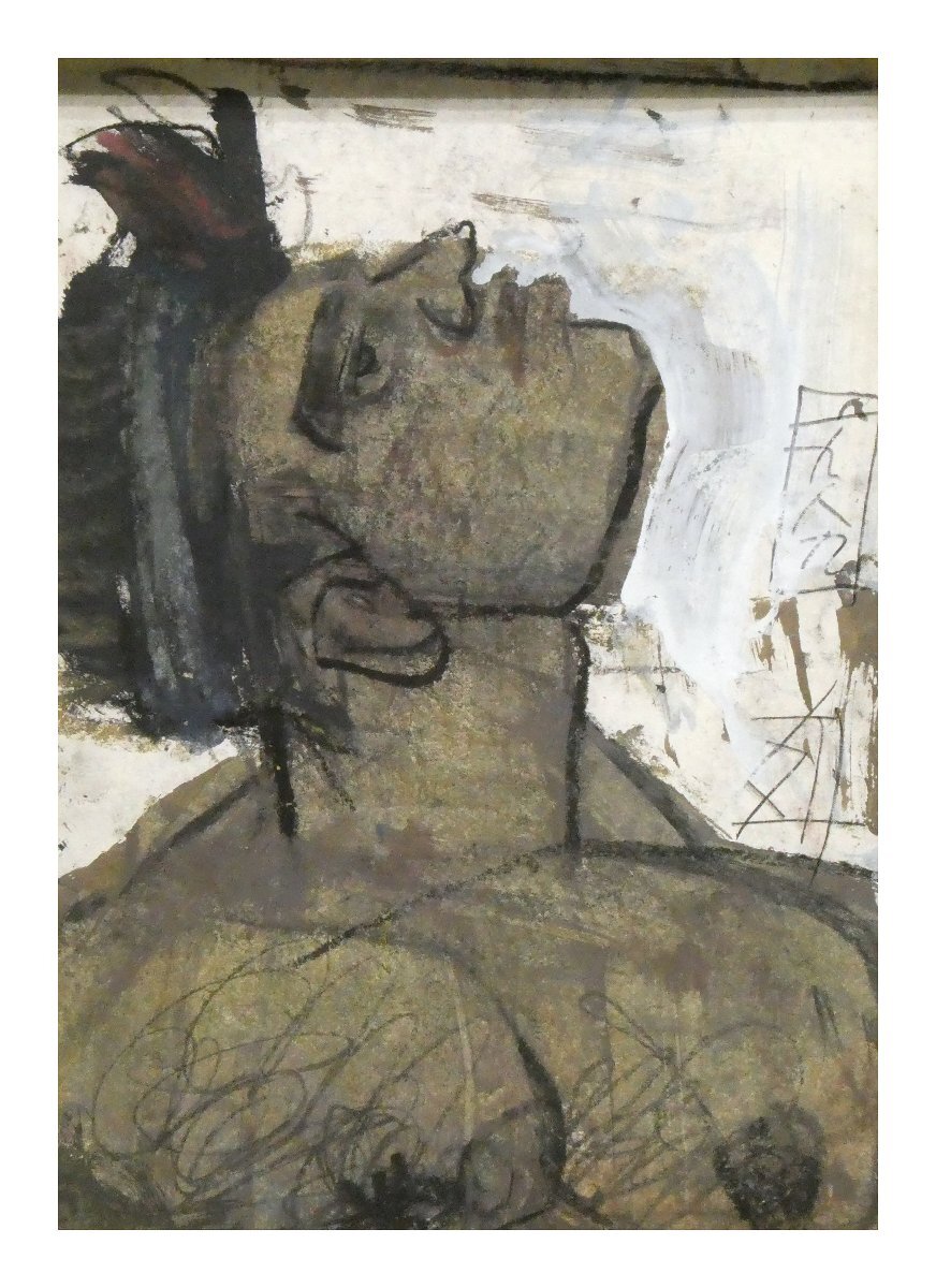 祥【真作】須田剋太「若者」1989年 紙にガッシュ・パステル6号 祥【真作】須田剋太「若者」1989年 紙にガッシュ・パステル6号