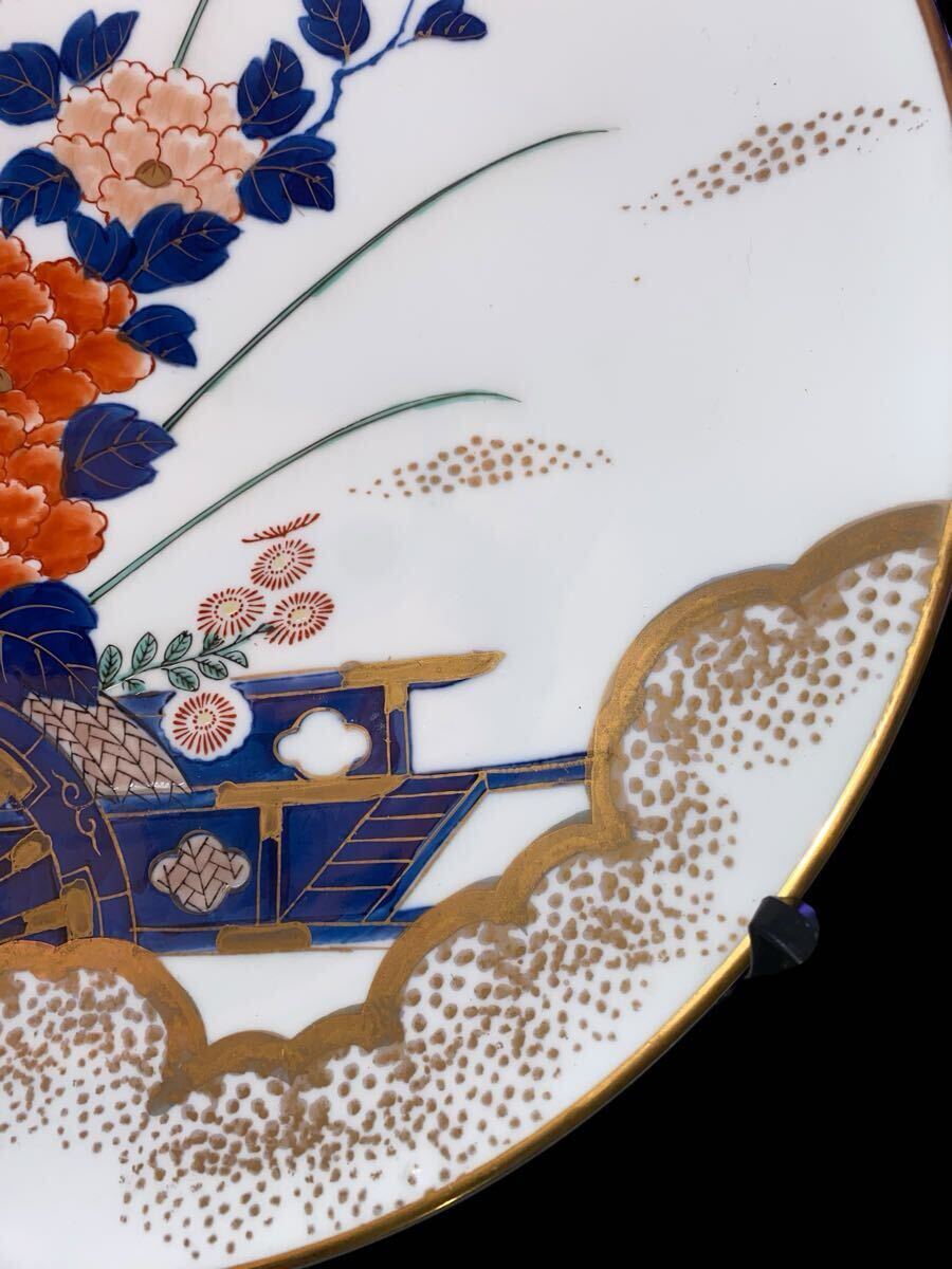 有田焼 哲山 色絵 金彩 牡丹 御所車紋 飾皿 大皿 約37cm(色絵 有田焼 哲山 色絵 金彩 牡丹 御所車紋 飾皿 大皿 約37cm(色絵