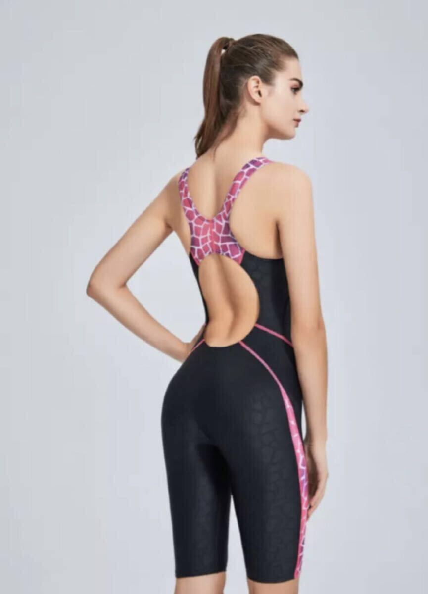 送料込 大人気 L 競(jìng)泳水著 フィットネス スイムウエアトレーニング 帽子付 レディース 