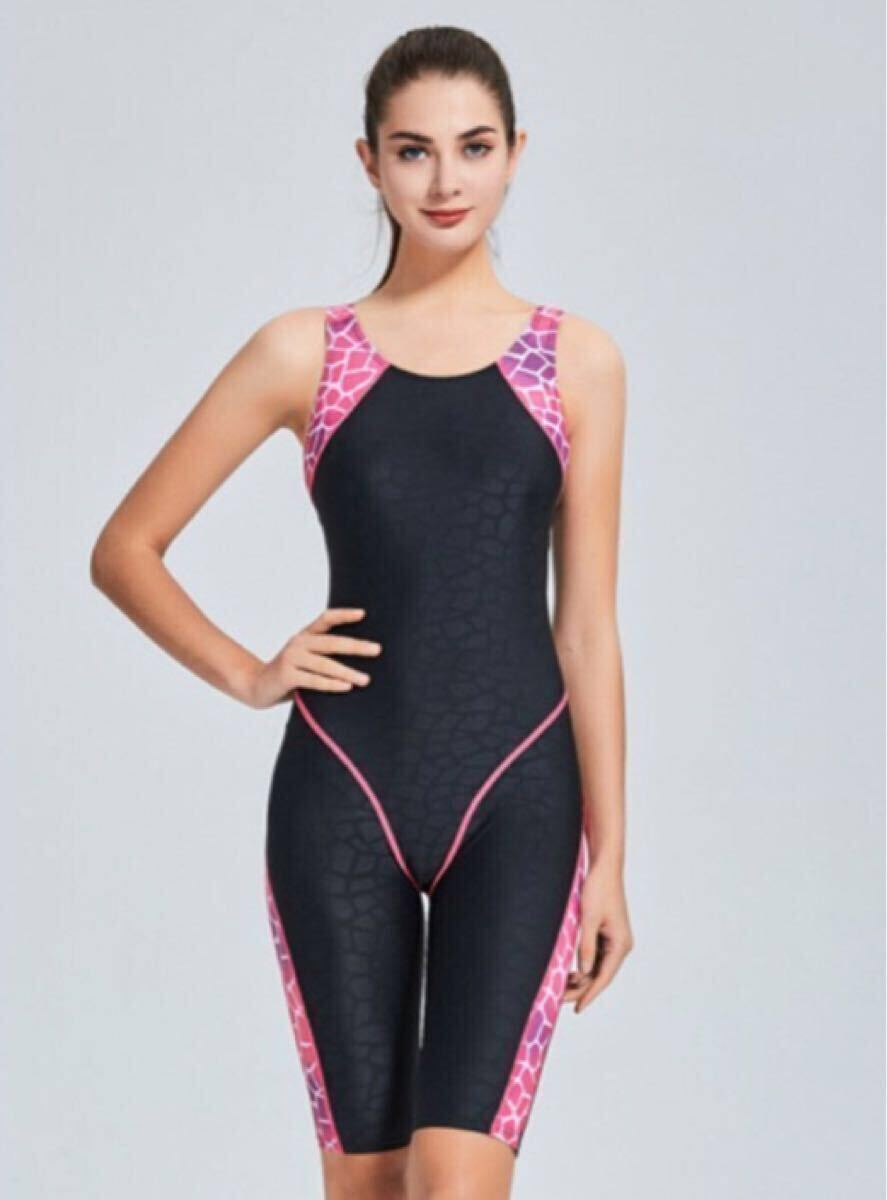 送料込 大人気 2XL 競泳水著 フィットネス スイムウエアトレーニング 帽子付 レディース 