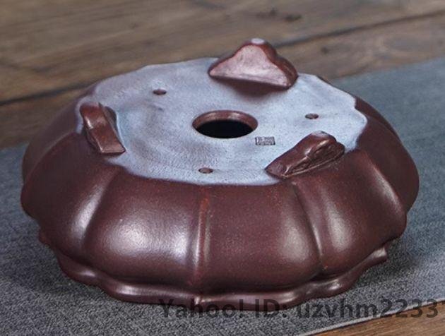 紫砂鉢 円形蓮華筋紋鉢 盆栽鉢 植木鉢 小品盆栽鉢 大品盆栽鉢(清