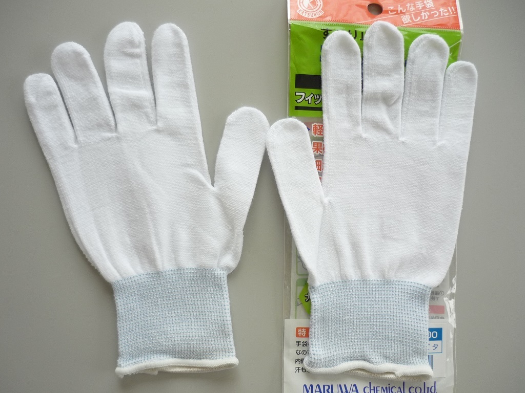 300／格安！新品！內(nèi)側(cè)純綿 極薄すべり止め付き手袋 スベリ止め 作業(yè)手袋 Lサイズ 合計(jì)10雙 ホワイト 軽くて薄い！ビニボツ ドライブ手袋