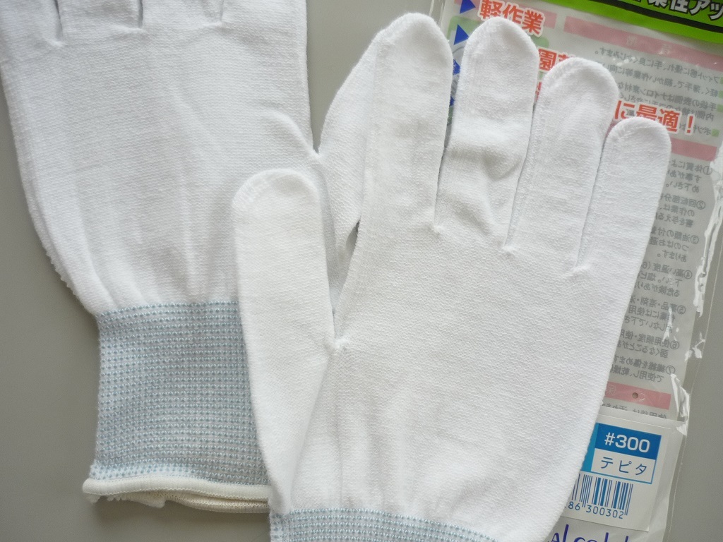 300／格安！新品！內(nèi)側(cè)純綿 極薄すべり止め付き手袋 スベリ止め 作業(yè)手袋 Lサイズ 合計(jì)10雙 ホワイト 軽くて薄い！ビニボツ ドライブ手袋