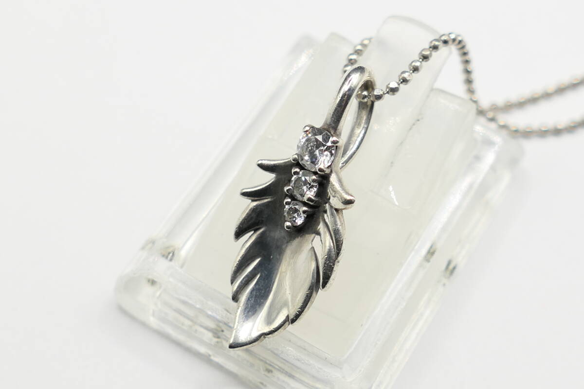 美品　KONRON　コンロン　フェザー　ネックレス　ペンダント　ジルコニア_画像1