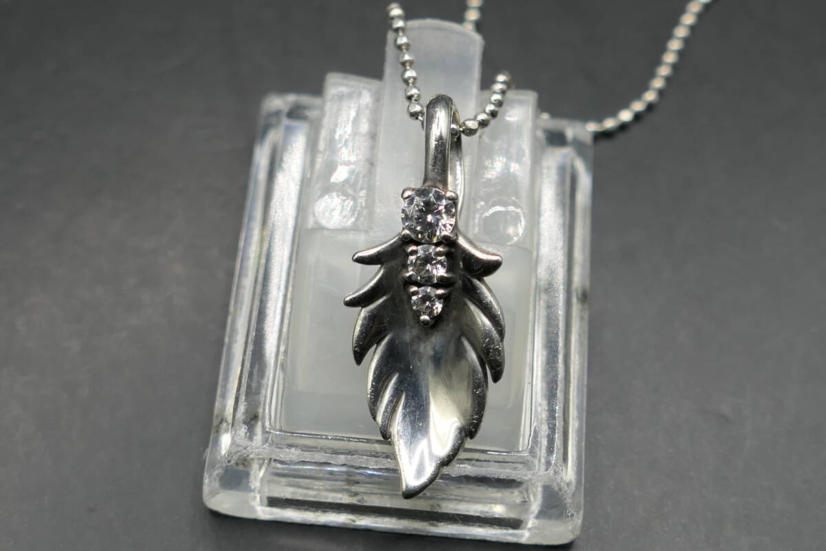 美品　KONRON　コンロン　フェザー　ネックレス　ペンダント　ジルコニア_画像2