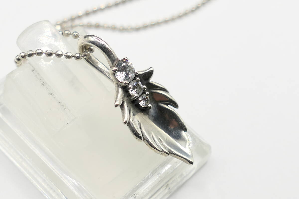 美品　KONRON　コンロン　フェザー　ネックレス　ペンダント　ジルコニア_画像3