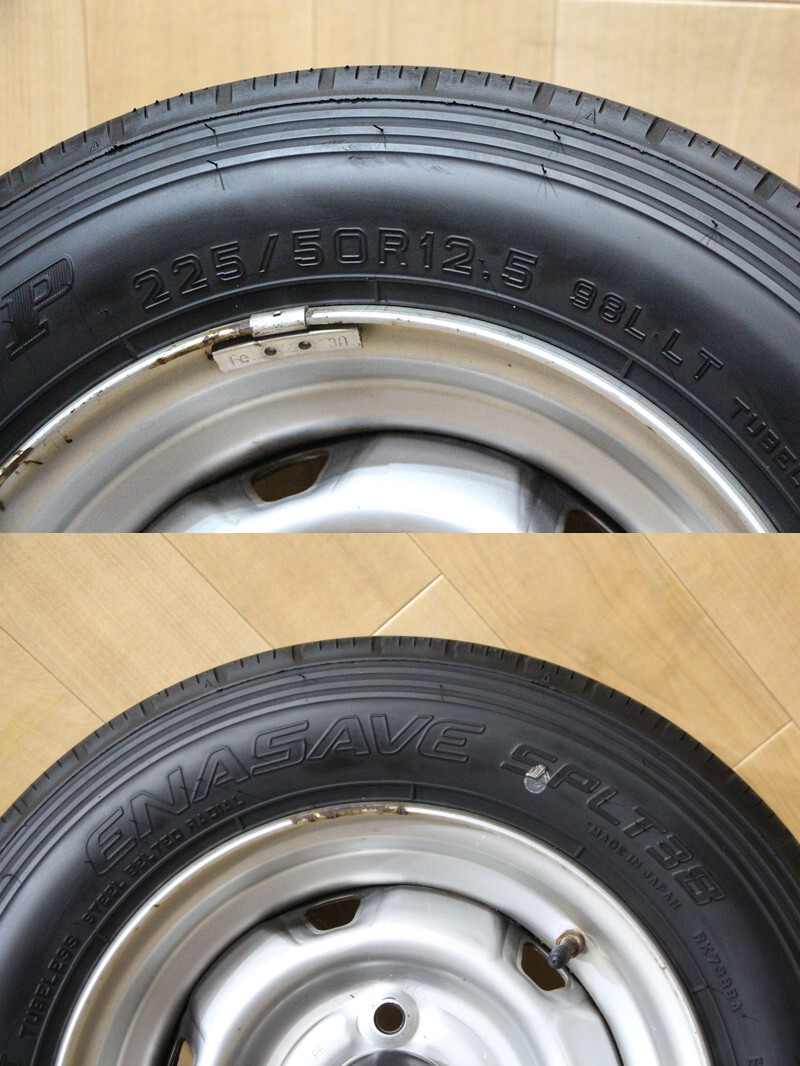 B754 トヨタ 純正 12.5X6.75J +30 PCD114.3 225/50R12.5 98L LT リア用 1本 12.5インチ タウンエースV ライトエース 低床トラック 山梨県_画像8