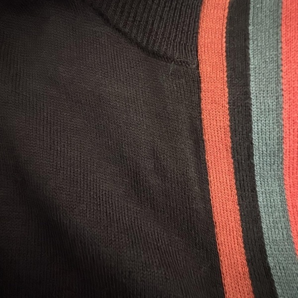 ポールスミス PaulSmith カーディガン サイズM - 黒×ダークイエロー×マルチ レディース 長袖/ストライプ 美品 トップス