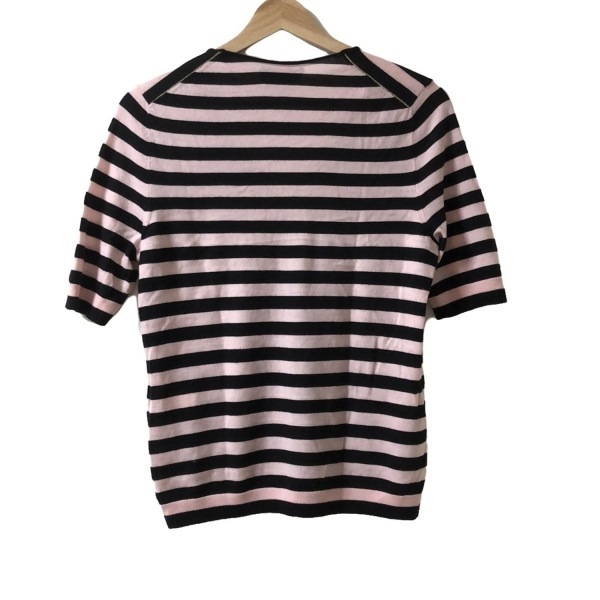 ソニアリキエル SONIARYKIEL 半袖セーター/ニット サイズ40 M - 黒×ピンク レディース Vネック/ボーダー トップス